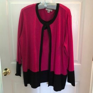 Sweater set, hook and I at neck closer